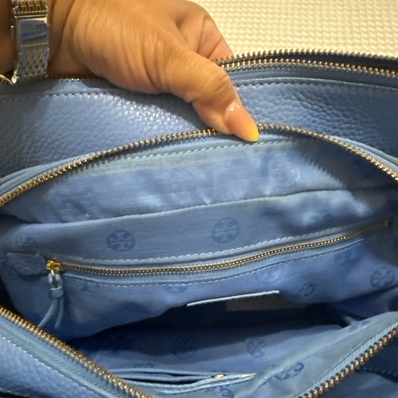 Tory Burch Blue Satchel Pebbled Leather - Picture 9 of 9